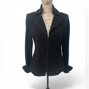 Nanette Lepore Black Textured Zip-Front Jacket Size 10 Made in Italy